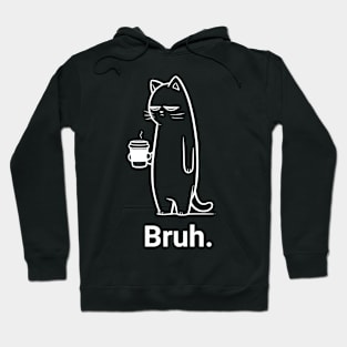 Unamused Cat Coffee - Funny Bruh Cat Meme - Casual Hipster Cat Lover Gift - Minimalist Feline Art - Bro Shirt Hoodie